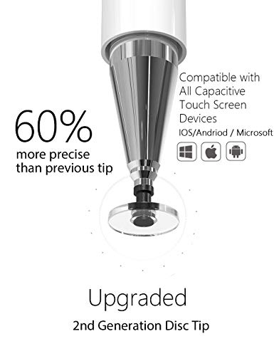 Stift Stylus Eingabestift Pen Pencil Touchstift Kompatibel Für Apple IPad Pro Mini Air Tablets Touchscreen iPhone Surface Samsung Präzision Kapazitive Laptop Tablet Galaxy Tab Disc (White) - obrazek 5