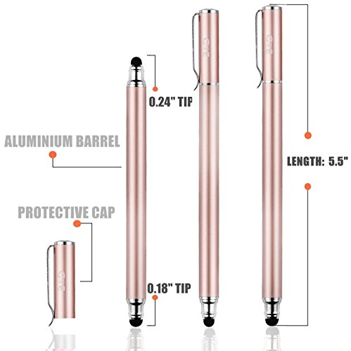 Bargains Depot B & D Stylus Stift Touch Pen Eingabestift Kapazitiven Touchscreen mit 20 x Ersatzspitzen für Tablet iPad iPhone Samsung Galaxy Tab (Rose Gold) - obrazek 5
