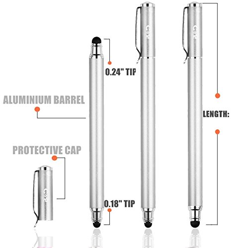 Bargains Depot B & D Stylus Stift Touch Pen Eingabestift Kapazitiven Touchscreen mit 10x Ersatzspitzen für Tablet iPad iPhone Samsung Galaxy Tab (Blau/Silber) - obrazek 2