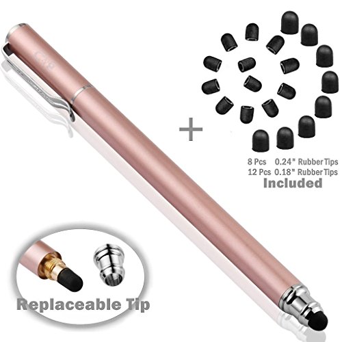 Bargains Depot B & D Stylus Stift Touch Pen Eingabestift Kapazitiven Touchscreen mit 20 x Ersatzspitzen für Tablet iPad iPhone Samsung Galaxy Tab (Rose Gold)