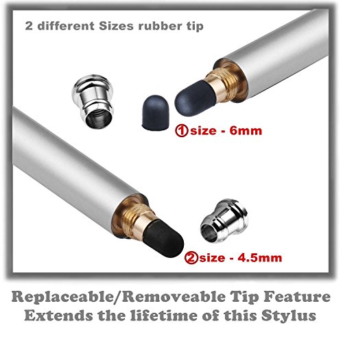 Bargains Depot B & D Stylus Stift Touch Pen Eingabestift Kapazitiven Touchscreen mit 10x Ersatzspitzen für Tablet iPad iPhone Samsung Galaxy Tab (Blau/Silber) - obrazek 5