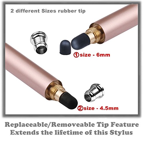 Bargains Depot B & D Stylus Stift Touch Pen Eingabestift Kapazitiven Touchscreen mit 20 x Ersatzspitzen für Tablet iPad iPhone Samsung Galaxy Tab (Rose Gold) - obrazek 2
