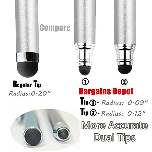Bargains Depot B & D Stylus Stift Touch Pen Eingabestift Kapazitiven Touchscreen mit 10x Ersatzspitzen für Tablet iPad iPhone Samsung Galaxy Tab (Blau/Silber) - obrazek 7