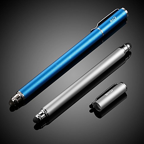 Bargains Depot B & D Stylus Stift Touch Pen Eingabestift Kapazitiven Touchscreen mit 10x Ersatzspitzen für Tablet iPad iPhone Samsung Galaxy Tab (Blau/Silber) - obrazek 3