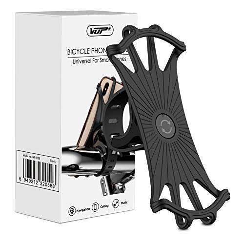 VUP Fahrrad Handyhalterung, Universal 360° Drehbarer Silikon Handyhalter Fahrradlenker Motorrad für 4.0 bis 6.5 Zoll Smartphones Schwarz - obrazek 2