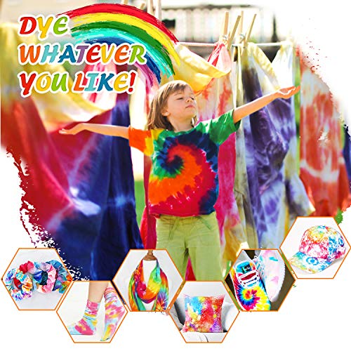 Gifort Tie Dye Kit, Stoff Textil Farben 18 Stück DIY Kleidung Graffiti Dye Batikfarben Set für DIY-Projekte und Partyaktivitäten Ideal Wahl für Modeliebhaber - obrazek 5
