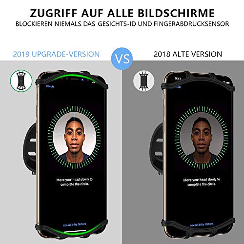 VUP Fahrrad Handyhalterung, Universal 360° Drehbarer Silikon Handyhalter Fahrradlenker Motorrad für 4.0 bis 6.5 Zoll Smartphones Schwarz - obrazek 7