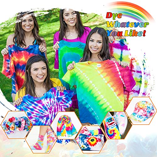 Emooqi Tie Dye Kit, 8 Textilfarben Set Farbstoff mit Gummibänder & Handschuhe usw, Batikfarben Stofffärben Set Krawattefärben Kit für Erwachsene & Kinder, Ungiftig DIY Set - obrazek 2
