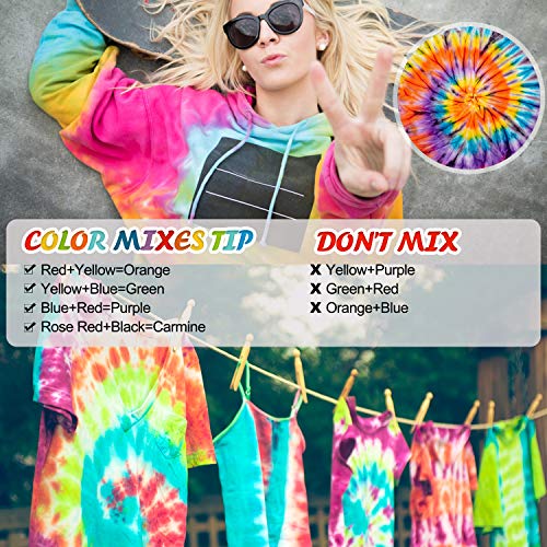 Gifort Tie Dye Kit, Stoff Textil Farben 18 Stück DIY Kleidung Graffiti Dye Batikfarben Set für DIY-Projekte und Partyaktivitäten Ideal Wahl für Modeliebhaber - obrazek 4