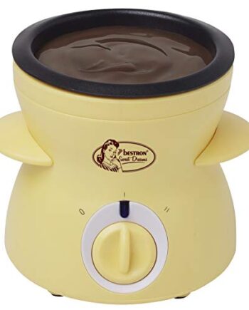 Bestron Schokoladen-Fondue für 2 Personen, Mini-Schokofondue-Set, inkl. 10xSpieße, 10xGabeln und 1xSpatel, 25Watt, Gelb