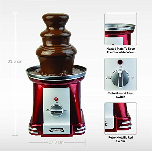 Gadgy ® 3-stufiger Schokobrunnen 90 Watt | 31,5 cm Hoch mit Turm aus Rostfreiem Stahl | 750 Gramm Kapazität | Retro-Look | Toll für Kindergeburtstage und Hochzeiten - obrazek 7