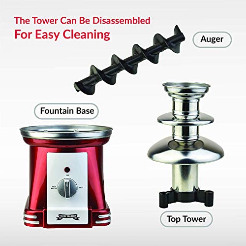 Gadgy ® 3-stufiger Schokobrunnen 90 Watt | 31,5 cm Hoch mit Turm aus Rostfreiem Stahl | 750 Gramm Kapazität | Retro-Look | Toll für Kindergeburtstage und Hochzeiten - obrazek 5