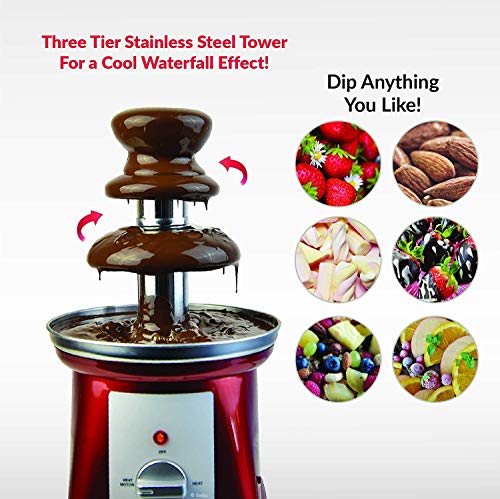 Gadgy ® 3-stufiger Schokobrunnen 90 Watt | 31,5 cm Hoch mit Turm aus Rostfreiem Stahl | 750 Gramm Kapazität | Retro-Look | Toll für Kindergeburtstage und Hochzeiten - obrazek 6