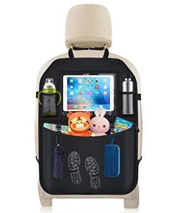 Auto Rückenlehnenschutz, DIAOPROTECT Anti-Kick- und Wasserdichter Auto-Rücksitz-Organizer, 600D Oxford Autositz Schutz Rückseite für Kinder, Mit Transparentem Tabletfach & Reißverschlussfach(1 Stück)