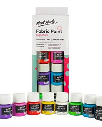 Mont Marte Textilfarben Set – 8 Stück x 20ml – Waschfeste Stoffmalfarben – Hochwertige Farben – Ideal für Kleidung, Taschen und Allen Stoffen