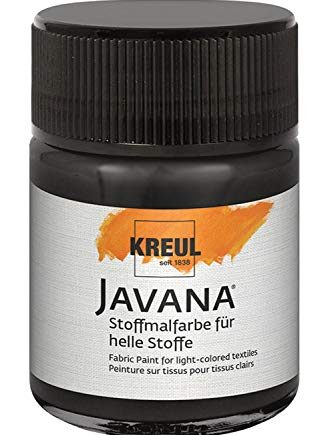 Kreul 91910 - Javana Stoffmalfarbe für helle Stoffe, 50 ml Glas in schwarz, geschmeidige Farbe auf Wasserbasis mit cremigem Charakter, dringt fasertief ein, waschecht nach Fixierung