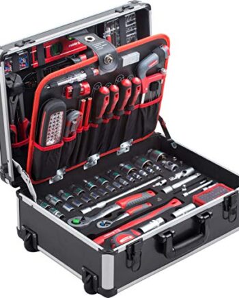 Meister 8971440 Wózek Narzędziowy, Srebrny/Czerwony, 156 Elementów