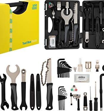 3min19sec Fahrrad Werkzeugkoffer - 38-teiliges Fahrrad Werkzeugset - Reparaturset mit Fahrradwerkzeug fürs MTB, Rennrad und City Bike I Fahrrad Werkzeug Set I Fahrradwerkzeugset Profi I Bike Tool Set