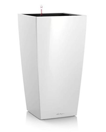 LECHUZA CUBICO Premium 30, Weiß Hochglanz, Hochwertiger Kunststoff, Inkl. Bewässerungssystem, Herausnehmbarer Pflanzeinsatz, Für Innenraumbegrünung, 18181