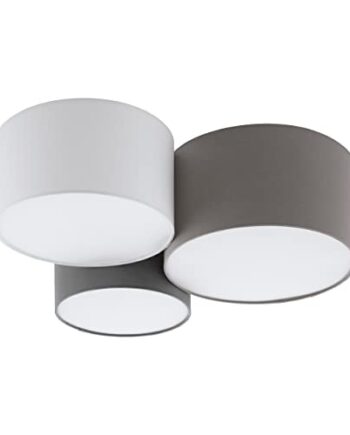 EGLO Deckenlampe Pastore, 3 flammige Textil Deckenleuchte, Material: Stahl, Stoff, Farbe: Weiß, anthrazit braun, grau, Fassung: E27