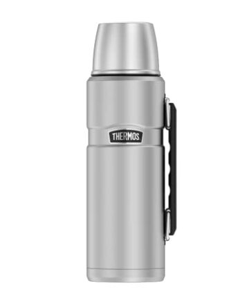 THERMOS Thermosflasche Edelstahl Stainless King, Edelstahl mattiert 1,2L, Isolierflasche mit Trinkbecher 4003.205.120 spülmaschinenfest, Thermoskanne hält 24 Stunden heiß, 24 Stunden kalt, BPA-Free