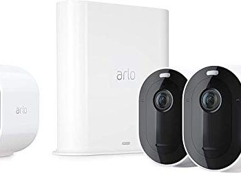 Arlo Pro3 WLAN Überwachungskamera aussen, 2K UHD, 3er Set, kabellos, Bewegungsmelder, Farbnachtsicht, 160° Blickwinkel, 2-Wege Audio, mit 90-tägigem Arlo Secure Plan Testzeitraum, VMS4340P
