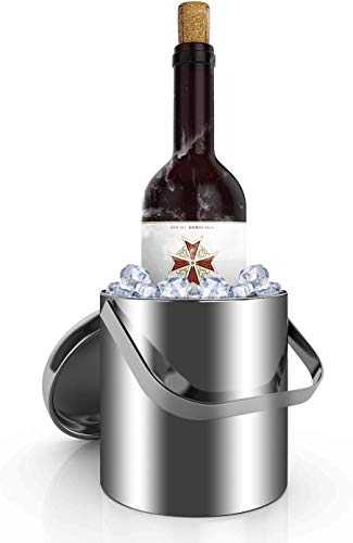 Eiswürfelbehälter mit Zange und Deckel, Edelstahl Eiseimer Doppelwand-Isolierung Eisbehälter Sektkühler Weinkühle Eiskübel Eiskühler für besonders Lange Kühlung 1.3 L, Silber - obrazek 7