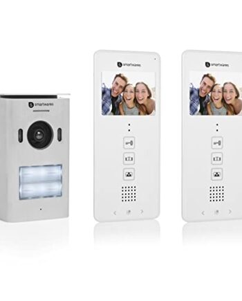 Smartwares Video-Türgegensprechanlage - für 2 Wohneinheiten, LCD-Monitor, Türöffnerfunktion, Nachtsicht, Verstellbare Kamera, 2-Draht-Technik, 3, 5 Zoll, 8, 9 cm, DIC-22122