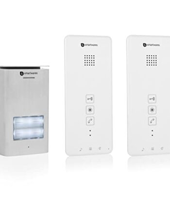 Smartwares DIC-21122 Gegensprechanlage – 2-Wege-Kommunikation – Einfache 2-Draht-Installation – 52 Melodien – Beleuchteter Klingelknopf – Wasserdichte Außeneinheit - Set für 2 Wohnungen