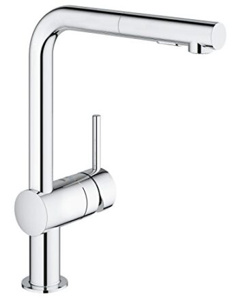 GROHE Minta - Einhand- Küchenarmatur (L-Auslauf, herausziehbare Dual-Spülbrause, 360° schwenkbar, kratzfest) , chrom, 30274000