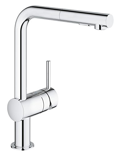 GROHE Minta - Einhand- Küchenarmatur (L-Auslauf, herausziehbare Dual-Spülbrause, 360° schwenkbar, kratzfest) , chrom, 30274000