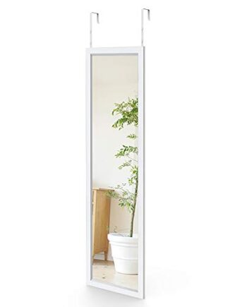 Dripex Wandspiegel 33x119cm Spiegel unbrechbarer Garderobenspiegel Flurspiegel höhenverstellbarer Hängespiegel mit Haken (Weiß)