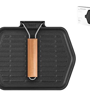 Home 728150 Grillpfanne, 1 Griff, Gusseisen, rechteckig, 22,5 x 35 cm