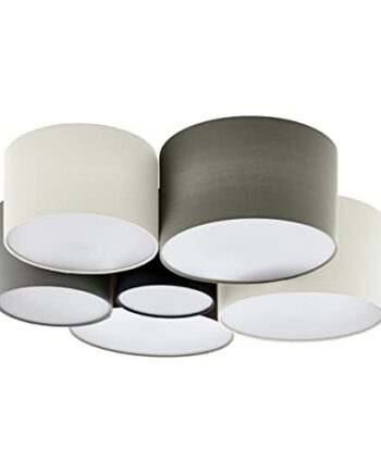 EGLO Deckenlampe Pastore, 6 flammige Textil Deckenleuchte, Material: Stahl, Stoff, Farbe: Weiß, braun, grau, schwarz, Fassung: E27