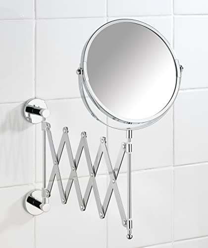 WENKO Power-Loc® Teleskop Kosmetikspiegel Elegance - Befestigen ohne bohren, verstellbar, 300 % Vergrößerung, Stahl, 18.5 x 35.5 x 56 cm, Chrom - obrazek 3