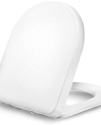 Dombach® Premium Toilettendeckel mit Absenkautomatik Abnehmbar (Weiß) WC Sitz mit Absenkautomatik, Klodeckel mit Absenkautomatik, Klobrille, Toilettensitz, WC Deckel, Toilettenbrille Klobrille, D-Form