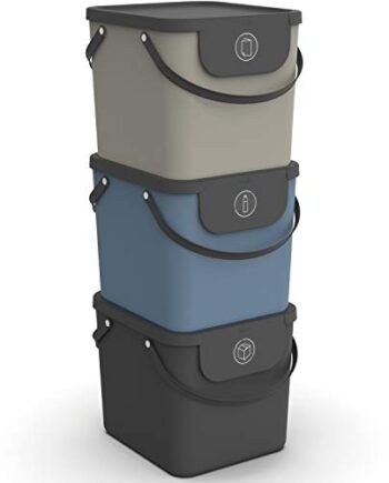 Rotho Albula Kosze na Śmieci, Tworzywo Sztuczne, Wielokolorowy, 3 x 40