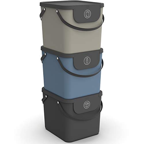 Rotho Albula Kosze na Śmieci, Tworzywo Sztuczne, Wielokolorowy, 3 x 40