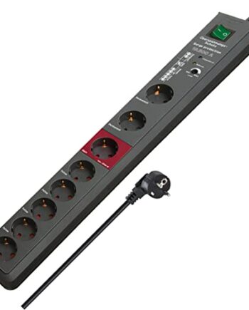 Brennenstuhl Secure-Tec, Steckdosenleiste 8-fach mit Überspannungsschutz und Main Follow Funktion (Mehrfachsteckdose mit 3m Kabel und Schalter) anthrazit