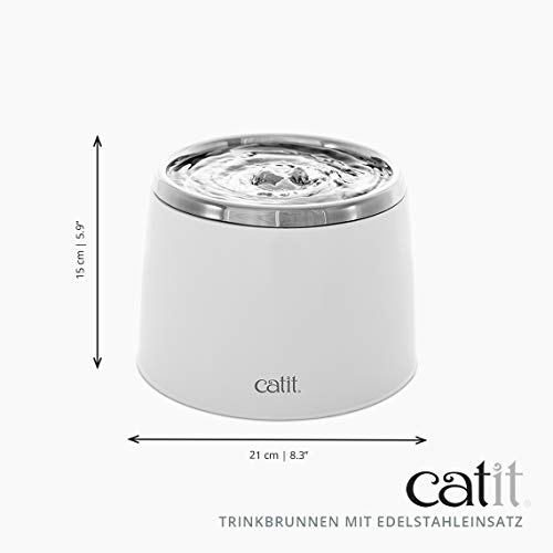 Catit Trinkbrunnen, für Katzen, mit Edelstahleinsatz, 2L, weiß - obrazek 3