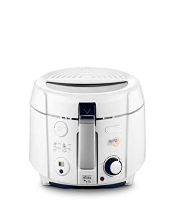 De'Longhi RotoFry F38436.W Roto-Fritteuse, 1,2 kg Fassungsvermögen, Easy Clean System, Antihaftbeschichtung, herausnehmbarer Frittierbehälter, Ölablauffunktion, 1800 Watt, Weiß