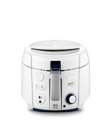 De'Longhi RotoFry F38436.W Roto-Fritteuse, 1,2 kg Fassungsvermögen, Easy Clean System, Antihaftbeschichtung, herausnehmbarer Frittierbehälter, Ölablauffunktion, 1800 Watt, Weiß