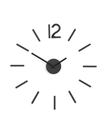 Umbra Blink, Moderne und Minimalistische DIY Quarz Wanduhr ohne Rahmen, Ziffern zum Aufkleben, Wanddekoration für Küche, Büro, Schlafzimmer und Wohnzimmer, Metall, Schwarz