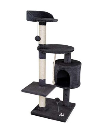 lionto Drapak dla kota z 2 piłkami z pluszu i sznurem do zabawy, wys.