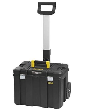 Stanley FatMax Pro-Stack Mobile Werkzeugbox (36 Liter, mit robusten Schwerlasträdern, bis 30 kg belastbar, mit Teleskophandgriff, Metallschließen, Ösen für Vorhängeschloss) FMST1-75753