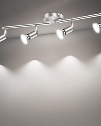 LED Deckenleuchte Schwenkbar GU10, AIBOO LED Deckenstrahler 4 Flammig Rund, Deckenspots Weiß für Küche, Schlafzimmer, Wohnzimmer (Leuchtmittel nicht)