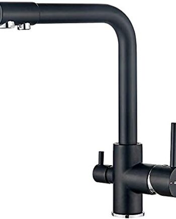 GRIFEMA Küchenarmatur 3 Wege Wasserhahn mit Filter-Mischbatterie Küche 360° Drehbar, mit 3 Schlauches (50cm) und Doppelhebel, Armatur zum Warmes/Kaltes/Gereinigtes Wasser, Messing[Exklusiv bei Amazon]