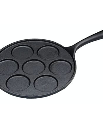 Kitchen Craft Blinis-Pfanne für 7 Pfannkuchen mit 6 cm Durchmesser, 23,5 cm, Gusseisen, Schwarz