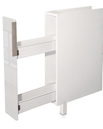 Berlioz Creations CE15BB Unterschrank für Küche mit Gewürzregal, in weißem Hochglanz ,86 x 52,5 x 5,5cm, 100 Prozent französische Herstellung