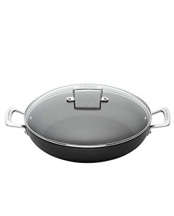 Le Creuset Aluminium-Antihaft Profipfanne mit Deckel, Ø 28 cm, PFOA-frei, Für alle Herdarten inkl. Induktion geeignet, Anthrazit/Silber